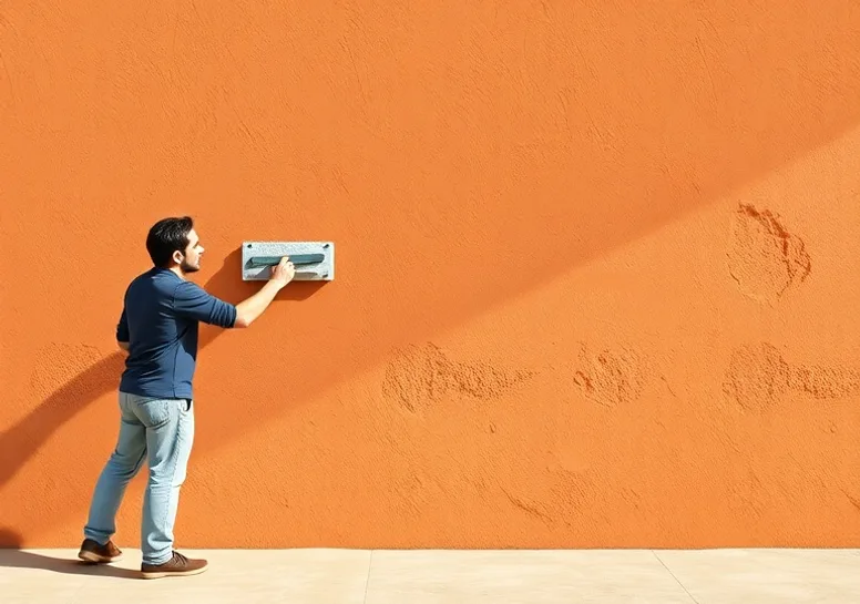 Application d'un enduit décoratif à la lisseuse sur un mur